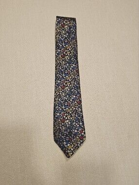 Charles Tyrwhitt 100% Silk Floral Print Tie Necktie Red Blue